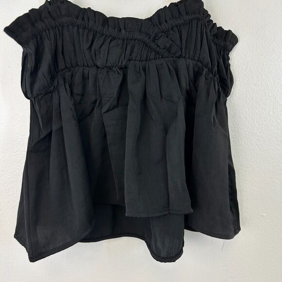 American Eagle Blouse Tank Top Womens S Black Crop Babydoll Cami Spaghetti Strap - Picture 2 of 13